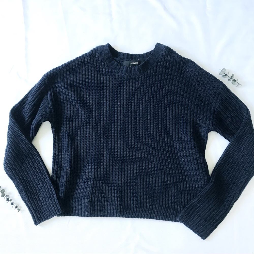 Forever 21 Navy Blue Chunky Knit Sweater